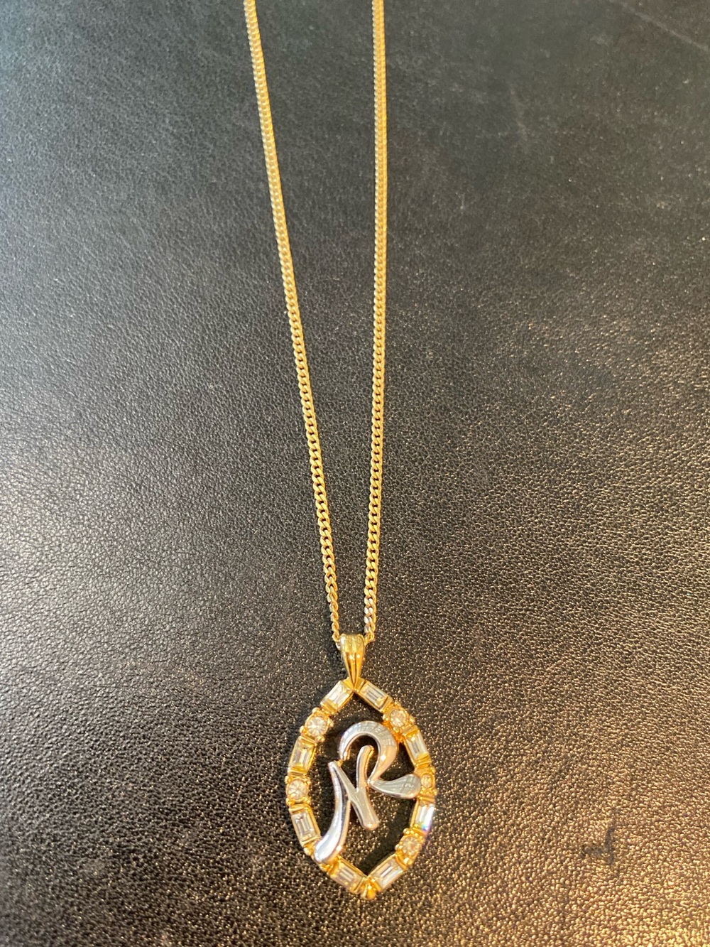 Nina Ricci Gold & Silver Plated Pendant w/ Crystal Accents & Gold Chain
